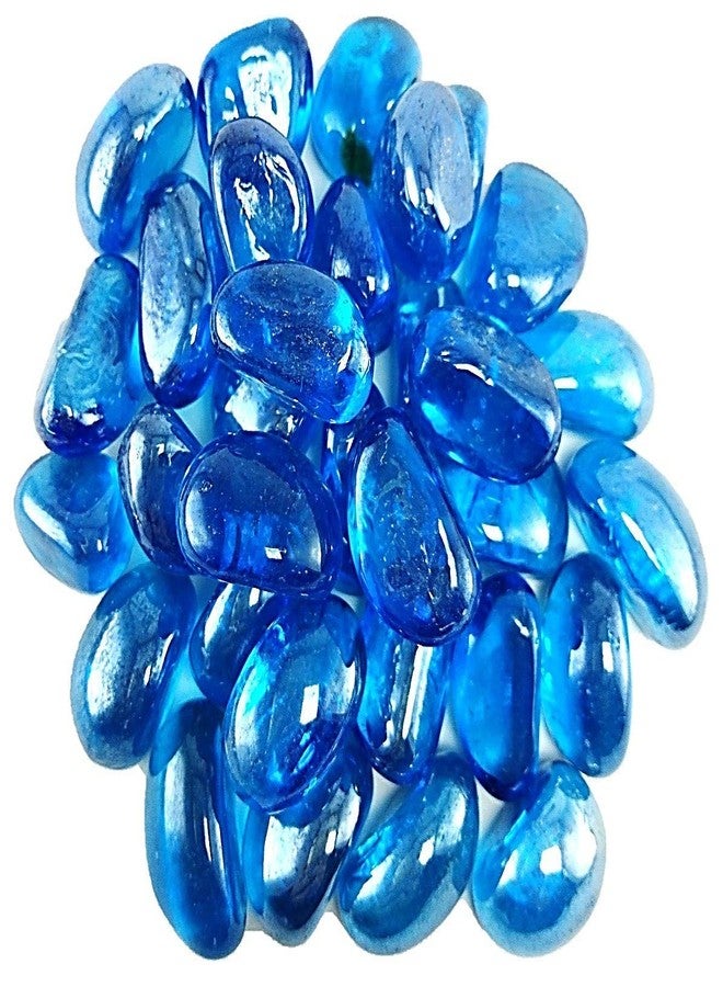 DS1 Blue Kaju Glass Pebbles Gravels Stone for Aquarium, Table, Vase, Fountain, Blue, Approx 50 Pieces - Image 2